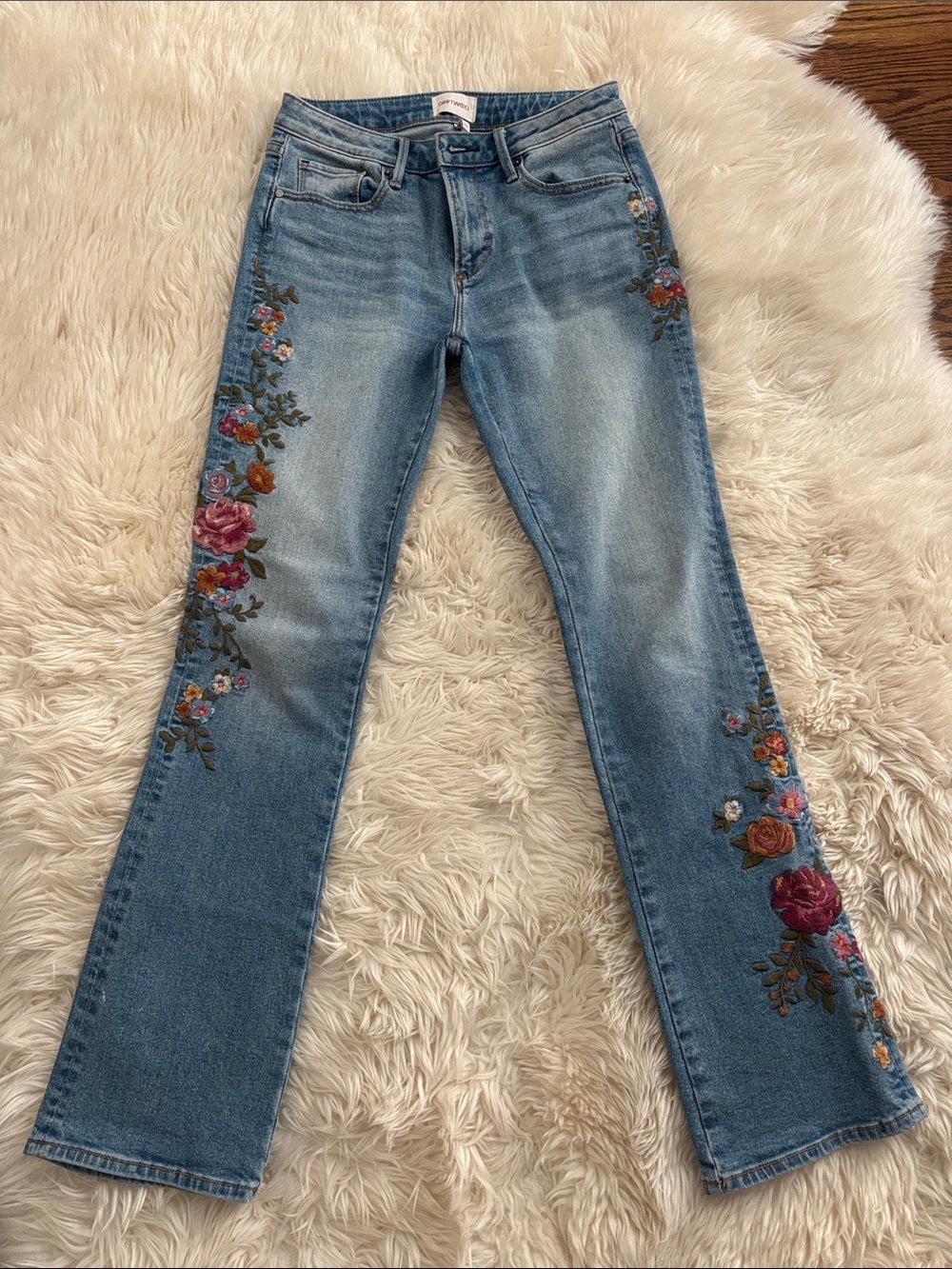 DRIFTWOOD Light Blue Embroidered Boot Cut Jeans
